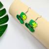 St. Patrick's Day Earrings for Women,Irish Shamrock Acrylic Dangle Earrings, Green Hat Clover Horseshoe Drop Earrings for Irish Festival