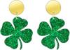St. Patrick's Day Earrings for Women,Irish Shamrock Acrylic Dangle Earrings, Green Hat Clover Horseshoe Drop Earrings for Irish Festival