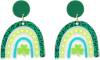 St. Patrick's Day Earrings for Women,Irish Shamrock Acrylic Dangle Earrings, Green Hat Clover Horseshoe Drop Earrings for Irish Festival