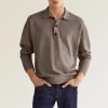 Long Sleeve V-neck Buttons Men's Casual Jacket Polo Shirt