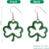 Green Shamrock Dangle Earrings for Women, St. Patrick's Day Accessories Good Luck Hoop Earrings