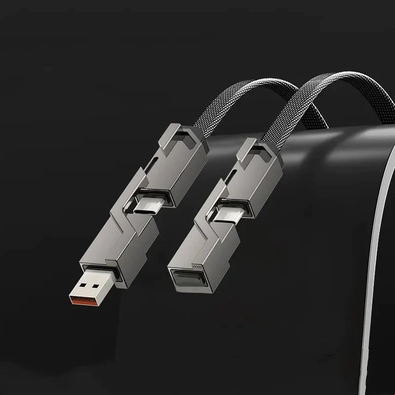 4-in-1  Flat Braided Anti-Tangle Charger Cord