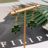 Green Shamrock Dangle Earrings for Women, St. Patrick's Day Accessories Good Luck Hoop Earrings