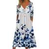 Casual Long-sleeve Button Print White Floral Dressskssf