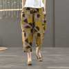 Cotton and linen summer casual printed cropped trousers