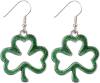 Green Shamrock Dangle Earrings for Women, St. Patrick's Day Accessories Good Luck Hoop Earrings