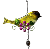 Metallic glass painted bird wind chimes