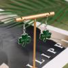 Green Shamrock Dangle Earrings for Women, St. Patrick's Day Accessories Good Luck Hoop Earrings