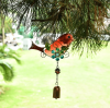 Metallic glass painted bird wind chimes