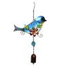 Metallic glass painted bird wind chimes