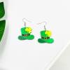 St. Patrick's Day Earrings for Women,Irish Shamrock Acrylic Dangle Earrings, Green Hat Clover Horseshoe Drop Earrings for Irish Festival