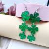 St. Patrick's Day Earrings for Women,Irish Shamrock Acrylic Dangle Earrings, Green Hat Clover Horseshoe Drop Earrings for Irish Festival