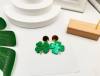 St. Patrick's Day Earrings for Women,Irish Shamrock Acrylic Dangle Earrings, Green Hat Clover Horseshoe Drop Earrings for Irish Festival
