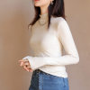 Half Turtleneck Dralon Bottoming Shirt Women's Inner Wear Autumn and Winter plus Velvet Brushed Long Sleeve Mid Collar Solid Color Slim-Fit Bottoming Shirt