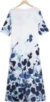 Casual Long-sleeve Button Print White Floral Dressskssf