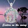 Tree of Life Sister on the Swing Cry-stal Pendant Necklace