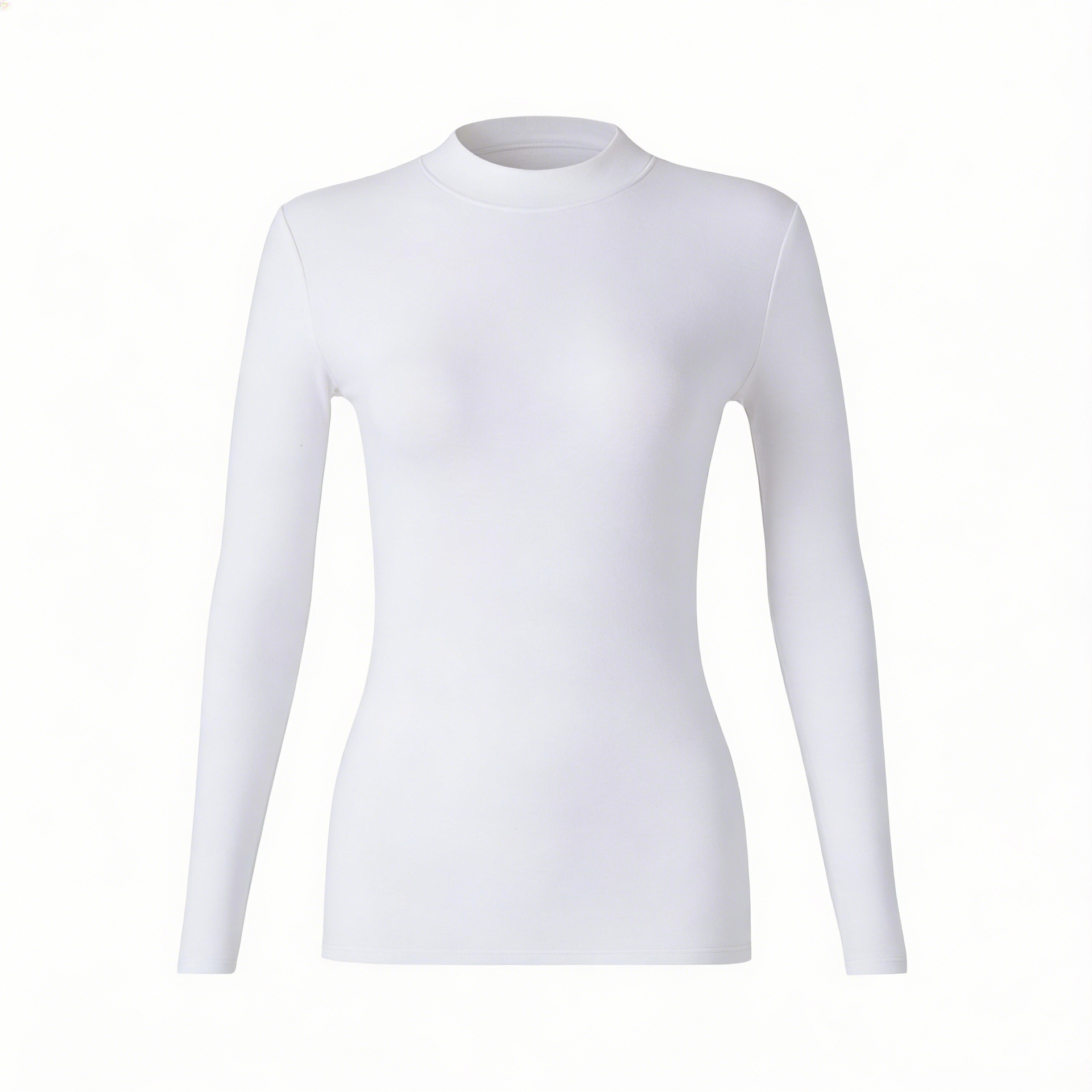 Shoulder Small Stand Collar Slim Fit Inner Wear Fleece Lined Sanded Bottoming Shirt Women's Half Turtleneck Spring and Autumn Winter Long Sleeve T-shirt Top