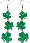 Green Shamrock Dangle Earrings for Women, St. Patrick's Day Accessories Good Luck Hoop Earrings