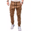 Solid Color Side Pocket Lace-Up Casual Trousers