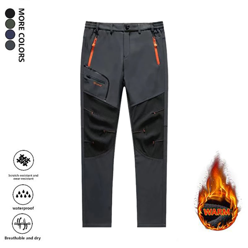 Men's Straight-Leg Carpenter Pants - Fleece-Lined, Waterproof & Scratch-Resistant Work Trousers with Zippered Pockets No Belt Included---Buy 2 Get 10% Off & Free Shipping!