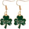 Green Shamrock Dangle Earrings for Women, St. Patrick's Day Accessories Good Luck Hoop Earrings