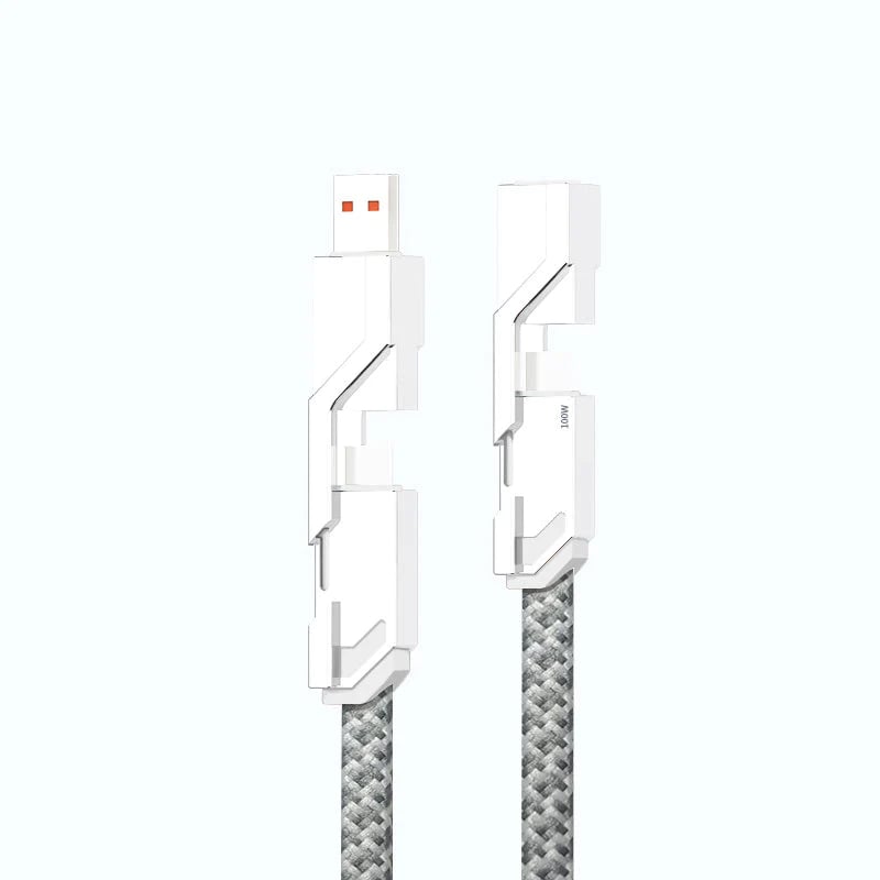 4-in-1  Flat Braided Anti-Tangle Charger Cord