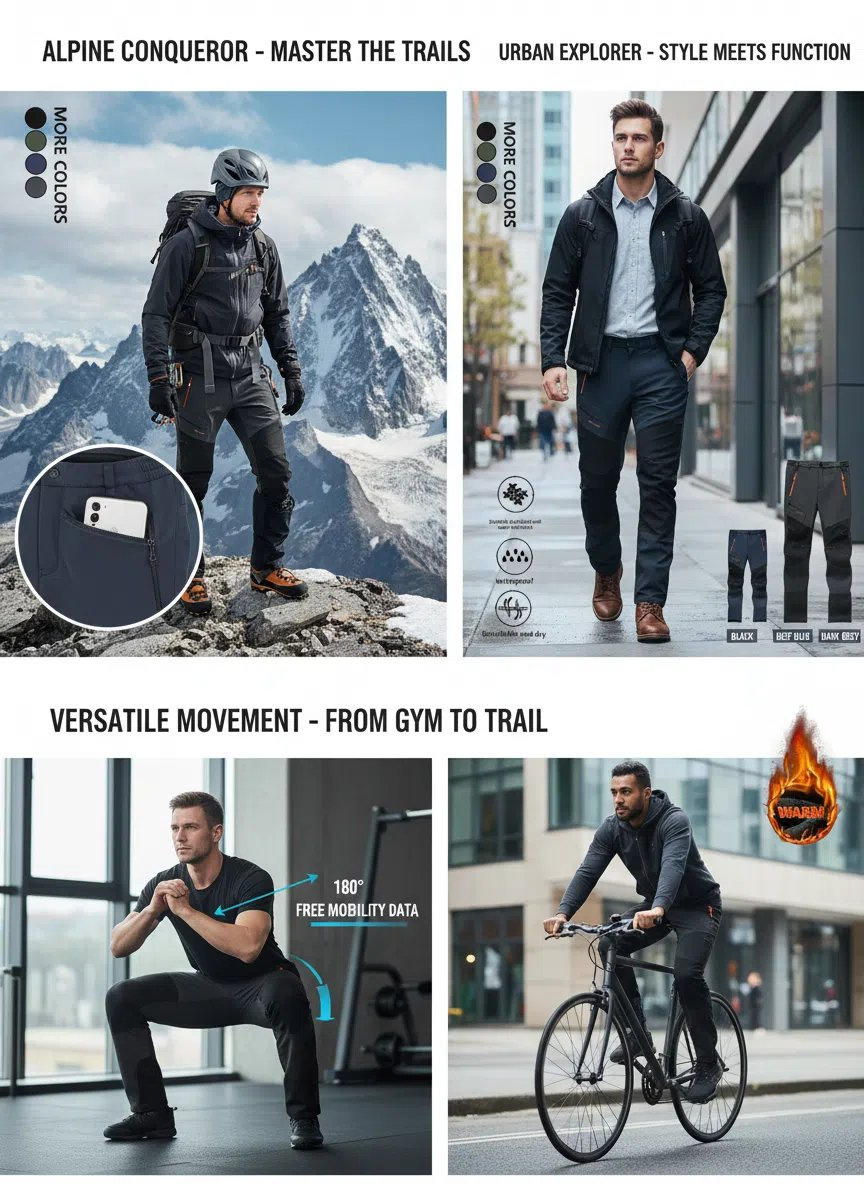 Men's Straight-Leg Carpenter Pants - Fleece-Lined, Waterproof & Scratch-Resistant Work Trousers with Zippered Pockets No Belt Included---Buy 2 Get 10% Off & Free Shipping!