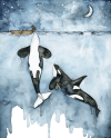 Orca Painting, Watercolor Painting, Whale Painting, Orca and Girl, Killer Whale, Whale Nursery111