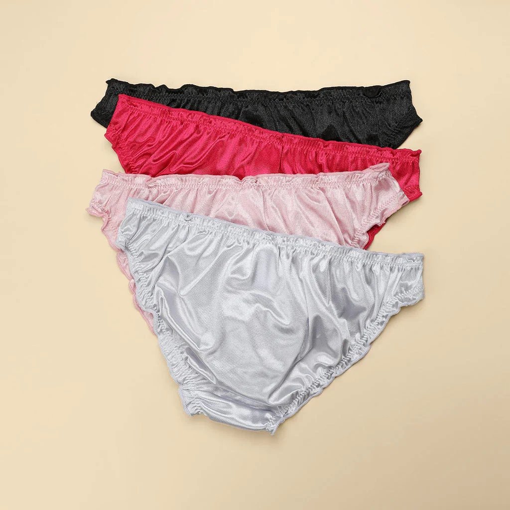 4 Pack Womens Satin Panties New Color- Low Rise Bikini