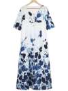 Casual Long-sleeve Button Print White Floral Dressskssf