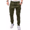 Solid Color Side Pocket Lace-Up Casual Trousers