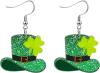 St. Patrick's Day Earrings for Women,Irish Shamrock Acrylic Dangle Earrings, Green Hat Clover Horseshoe Drop Earrings for Irish Festival