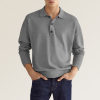 Long Sleeve V-neck Buttons Men's Casual Jacket Polo Shirt