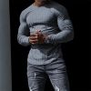 Men's T shirt Tee Solid Colored Crew Neck Gray White Black Street Sports Long Sleeve Clothing Apparel Designer Casual Comfortable Big and Tall