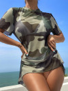 3 piece camo print mesh top swimwear