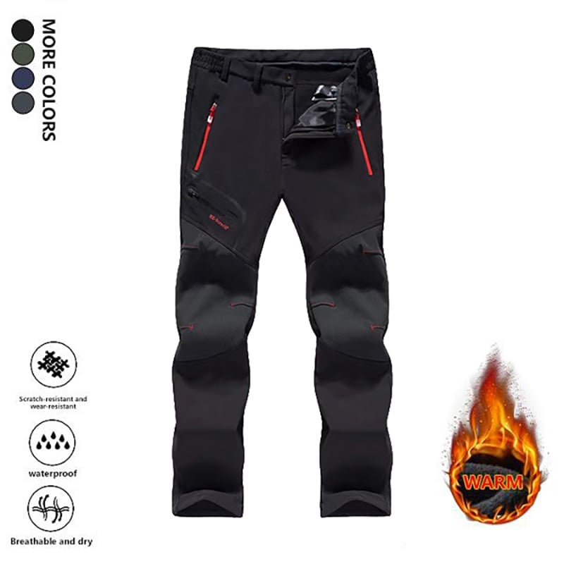 Men's Straight-Leg Carpenter Pants - Fleece-Lined, Waterproof & Scratch-Resistant Work Trousers with Zippered Pockets No Belt Included---Buy 2 Get 10% Off & Free Shipping!
