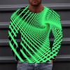 Men's T shirt Tee Optical Illusion Graphic Prints Crew Neck Green Blue Purple Yellow Wine 3D Print Outdoor Street Long Sleeve Print Clothing Apparel Basic Sports Designer Casual