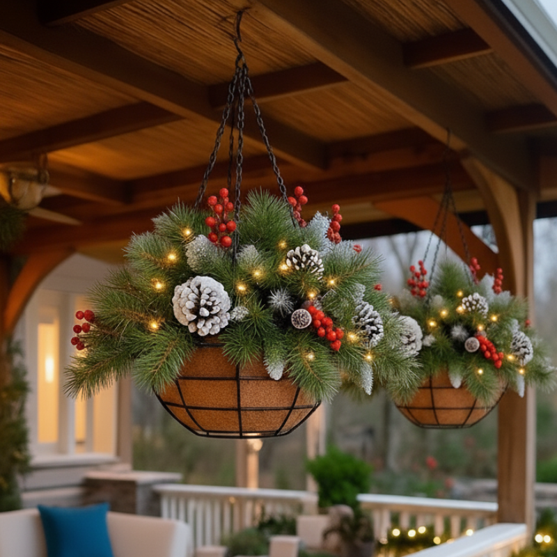 🎄Christmas Promotion 50% OFF🔥Pre-Lit Artificial Christmas Hanging Basket