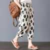 Cotton and linen summer casual printed cropped trousers