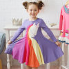 Girls Long Sleeve Rainbow Embroidered Dress