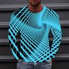 Men's T shirt Tee Optical Illusion Graphic Prints Crew Neck Green Blue Purple Yellow Wine 3D Print Outdoor Street Long Sleeve Print Clothing Apparel Basic Sports Designer Casual