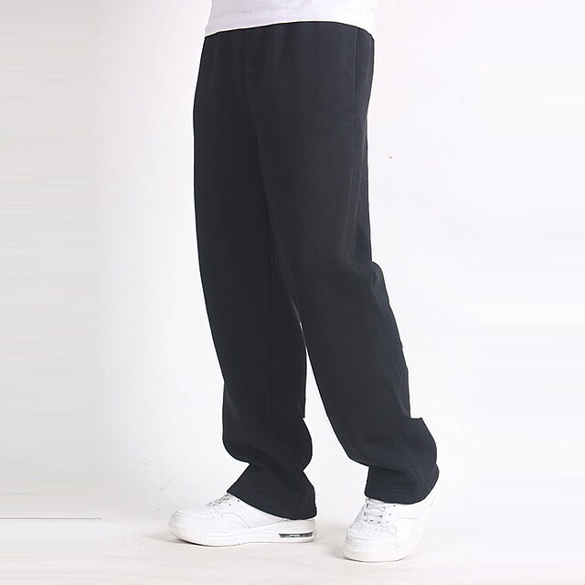 Men's Sweatpants Trousers Drawstring Elastic Waist Straight Leg Solid Color Plain Breathable Comfortable Full Length Sports Outdoor Daily Wear Cotton Blend Casual / Sporty Athleisure Wine Light Grey