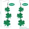 Green Shamrock Dangle Earrings for Women, St. Patrick's Day Accessories Good Luck Hoop Earrings