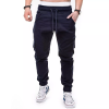 Solid Color Side Pocket Lace-Up Casual Trousers