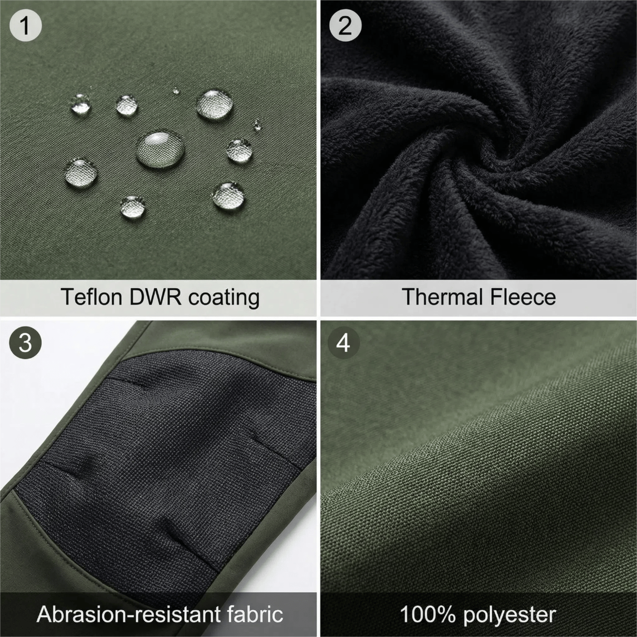 Men's Straight-Leg Carpenter Pants - Fleece-Lined, Waterproof & Scratch-Resistant Work Trousers with Zippered Pockets No Belt Included---Buy 2 Get 10% Off & Free Shipping!