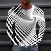 Men's T shirt Tee Optical Illusion Graphic Prints Crew Neck Green Blue Purple Yellow Wine 3D Print Outdoor Street Long Sleeve Print Clothing Apparel Basic Sports Designer Casual