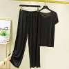 Soft Comfortable Ice Silk Short T-Shirt&Loose Wide-Leg Pants Two Piece Set