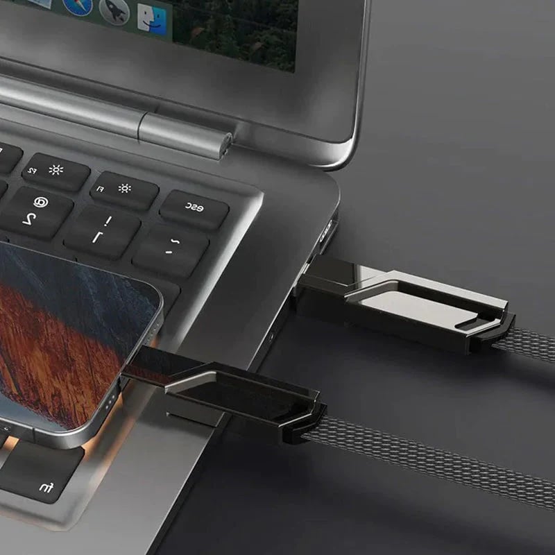 4-in-1  Flat Braided Anti-Tangle Charger Cord