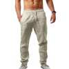 Men's Beach Pants Casual Trousers Straight-leg Sweatpants Sporty Outdoor Sports Yoga Cotton Daily Holiday Pants Drawstring Elastic Waist Lightweight Solid Color Gray Khaki Black L Summer Spring