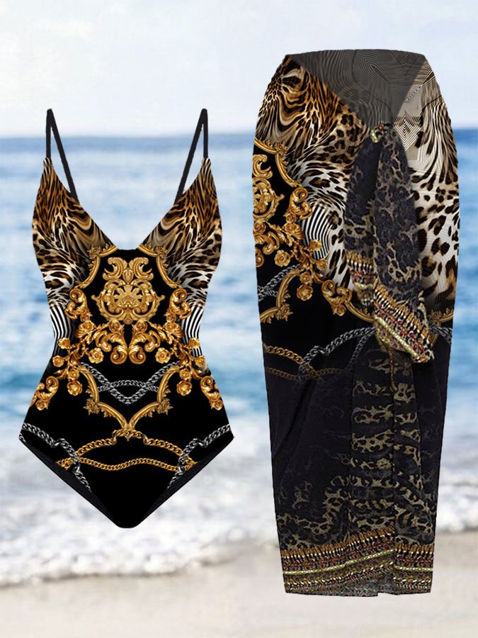 Leopard Fashion Print Swimsuit Two Piece